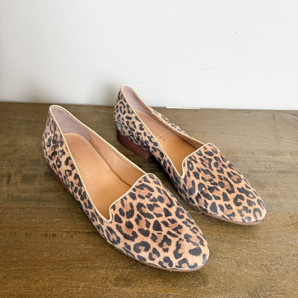 Jack Rogers Ginny Suede Leopard Loafer Flats 9.5